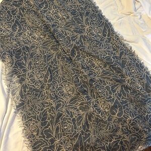 Lands' End Blue and Cream Floral Scarf